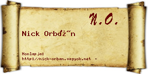 Nick Orbán névjegykártya